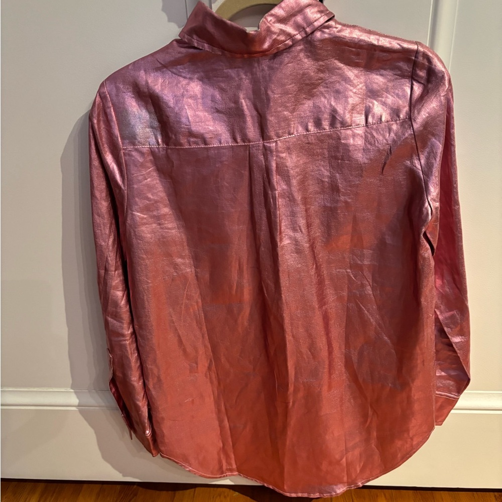 NWT Lanhtropy pink metallic linen blouse XS - Picture 5 of 16